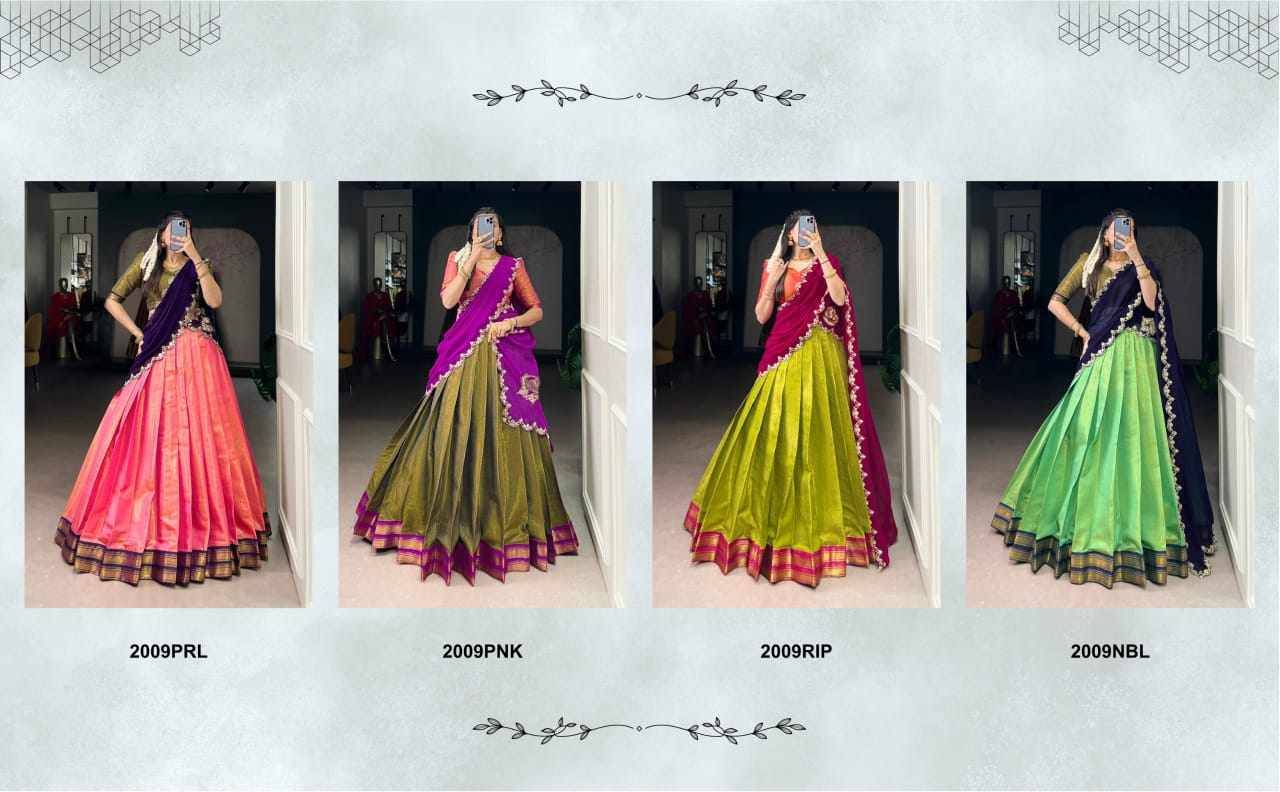 2009 By Fashid Wholesale 2009-A To 2009-D Series Designer Beautiful Collection Occasional Wear & Party Wear Kanchipuram Silk Lehengas At Wholesale Price
