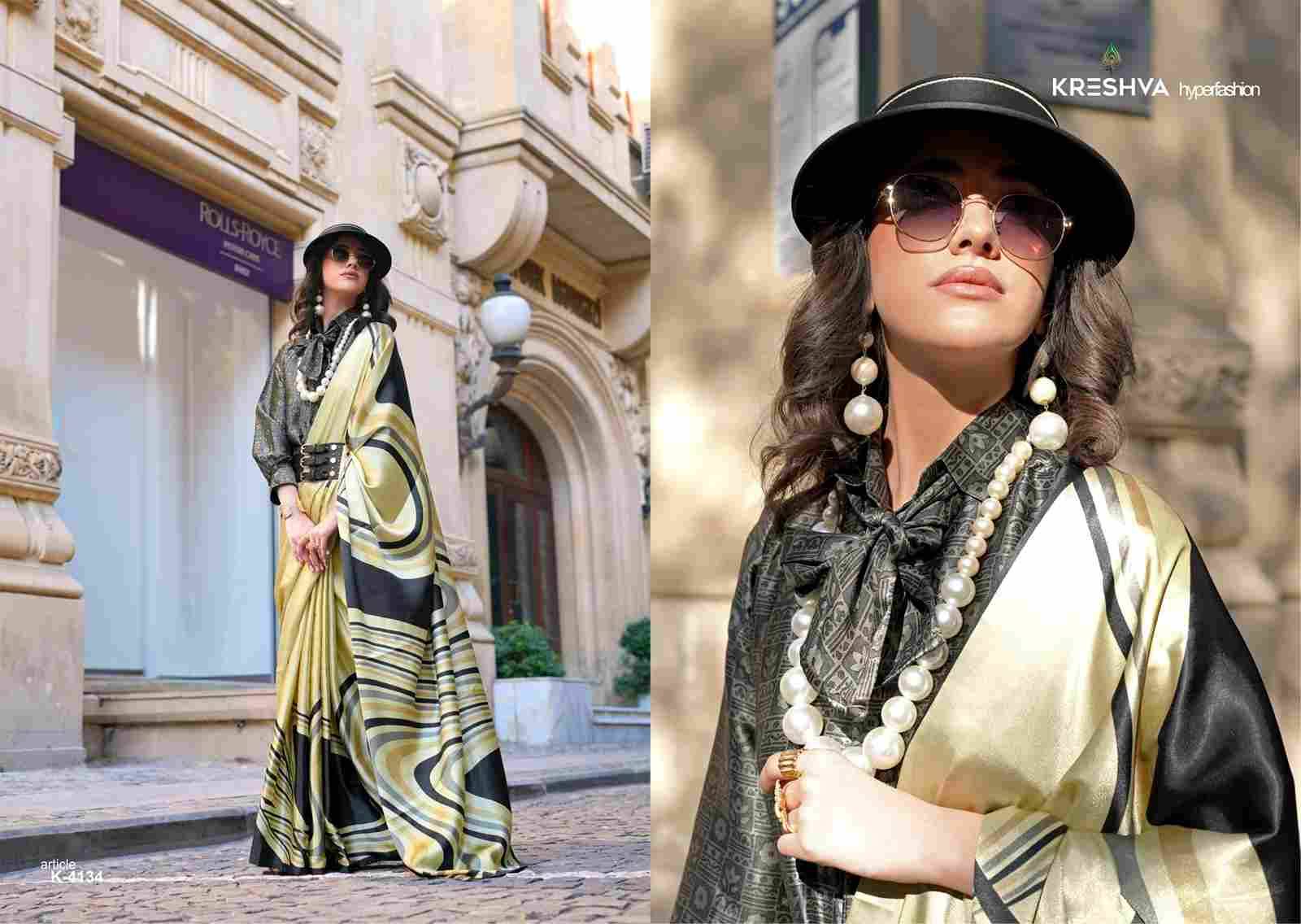 Elizabeth By Kreshva 4134 To 4141 Series Indian Traditional Wear Collection Beautiful Stylish Fancy Colorful Party Wear & Occasional Wear Satin Sarees At Wholesale Price