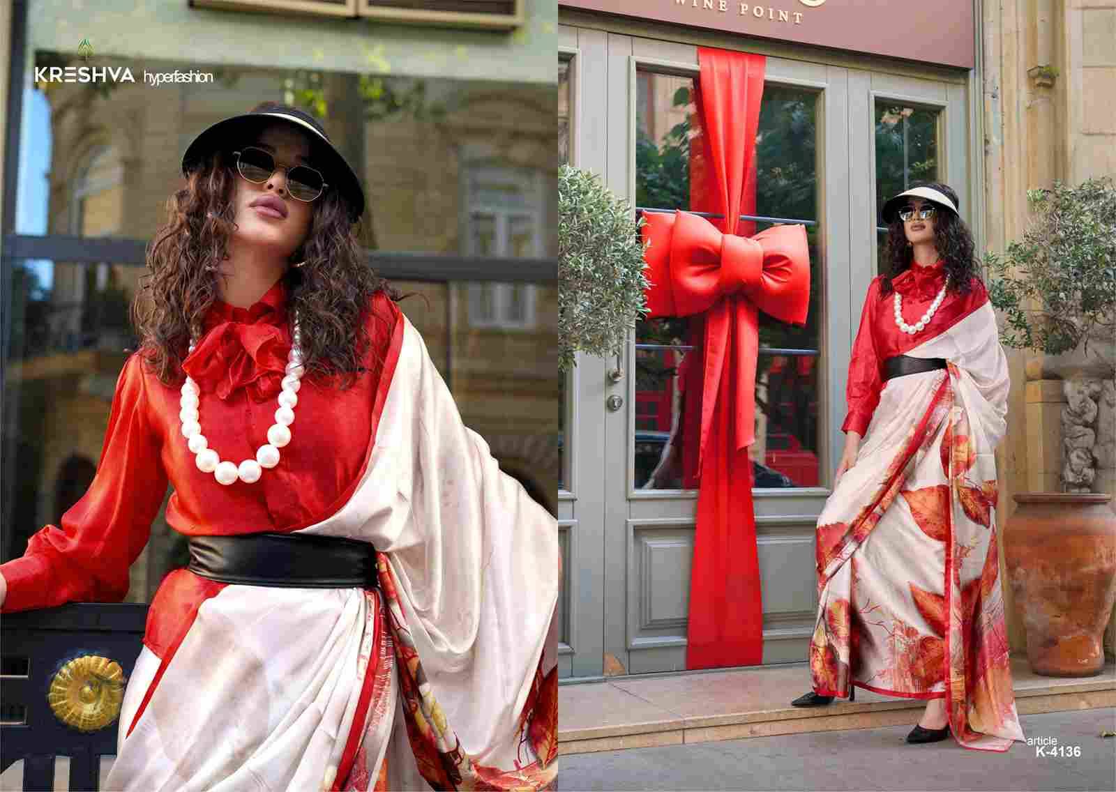 Elizabeth By Kreshva 4134 To 4141 Series Indian Traditional Wear Collection Beautiful Stylish Fancy Colorful Party Wear & Occasional Wear Satin Sarees At Wholesale Price