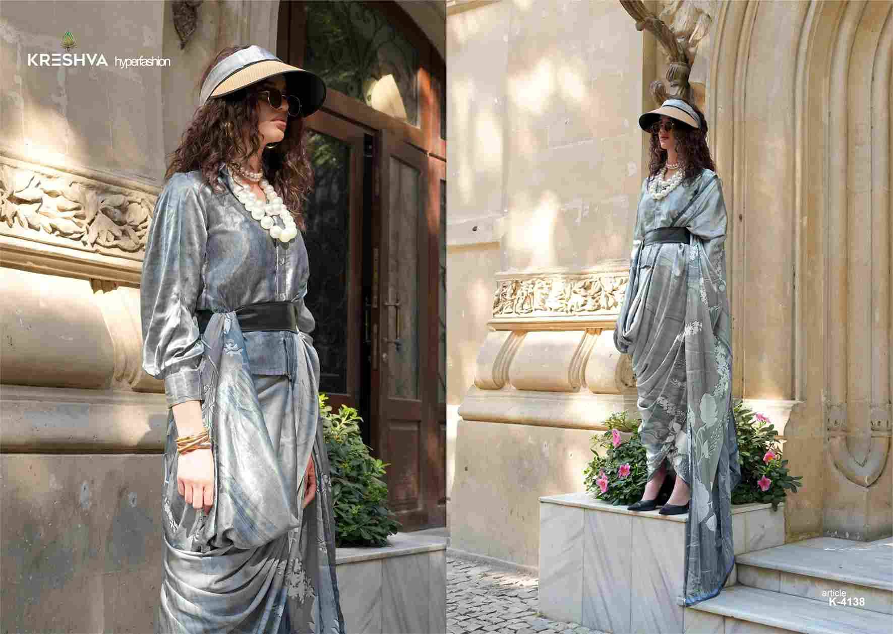 Elizabeth By Kreshva 4134 To 4141 Series Indian Traditional Wear Collection Beautiful Stylish Fancy Colorful Party Wear & Occasional Wear Satin Sarees At Wholesale Price