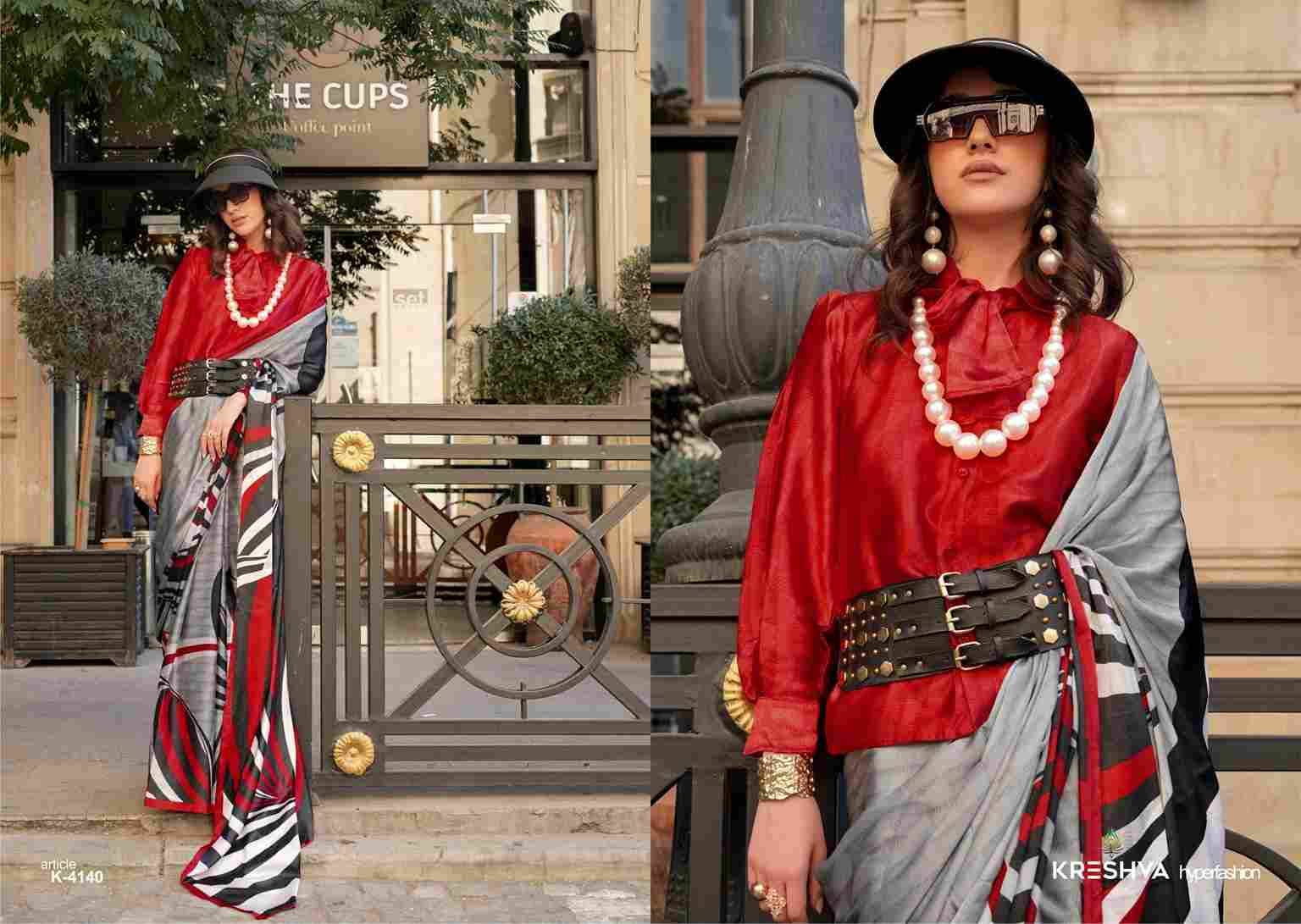 Elizabeth By Kreshva 4134 To 4141 Series Indian Traditional Wear Collection Beautiful Stylish Fancy Colorful Party Wear & Occasional Wear Satin Sarees At Wholesale Price