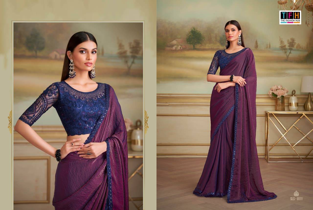 Salsa Style Vol-5 By TFH 8101 To 8116 Series Indian Traditional Wear Collection Beautiful Stylish Fancy Colorful Party Wear & Occasional Wear Georgette/Satin Sarees At Wholesale Price