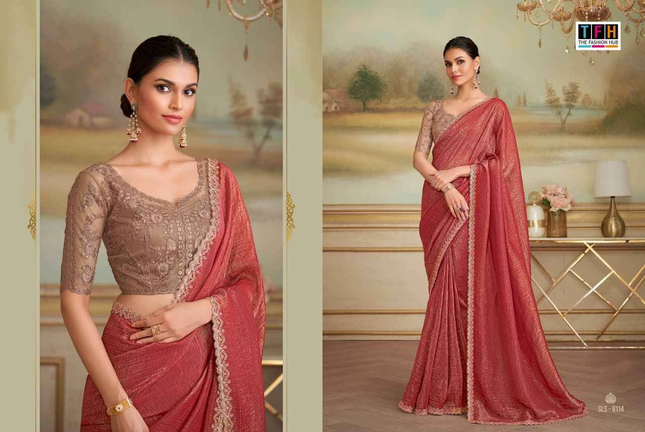 Salsa Style Vol-5 By TFH 8101 To 8116 Series Indian Traditional Wear Collection Beautiful Stylish Fancy Colorful Party Wear & Occasional Wear Georgette/Satin Sarees At Wholesale Price