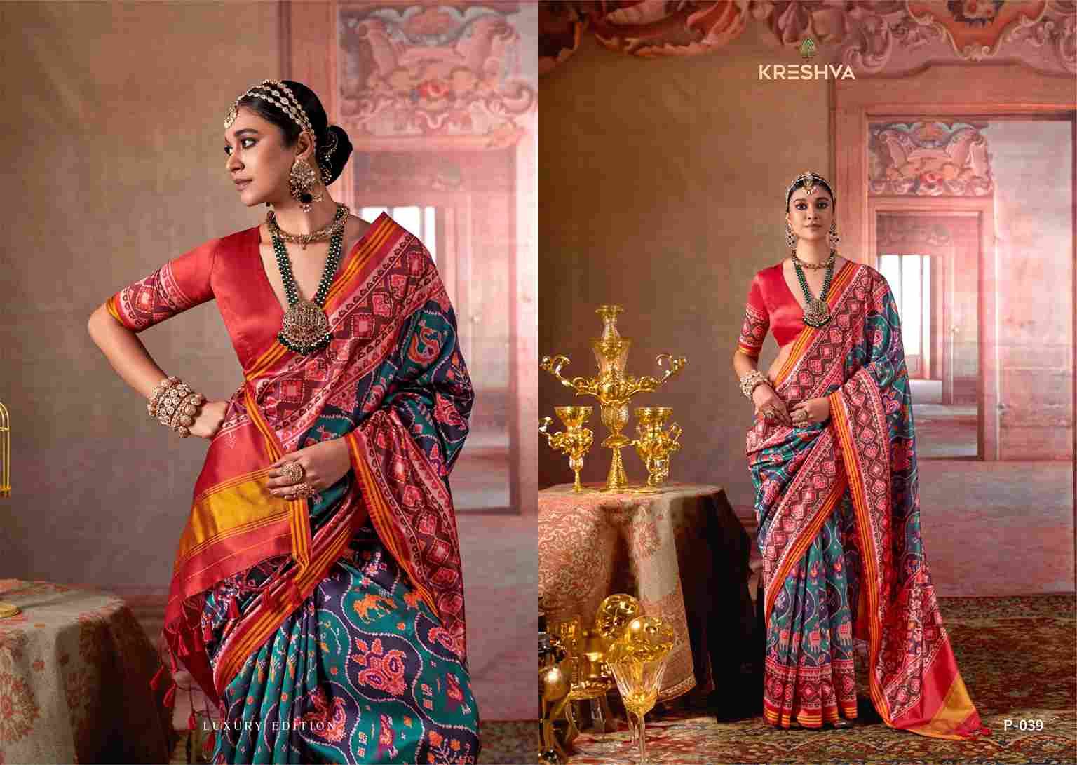 Patola Luxury By Kreshva 039 To 042 Series Indian Traditional Wear Collection Beautiful Stylish Fancy Colorful Party Wear & Occasional Wear Silk Sarees At Wholesale Price