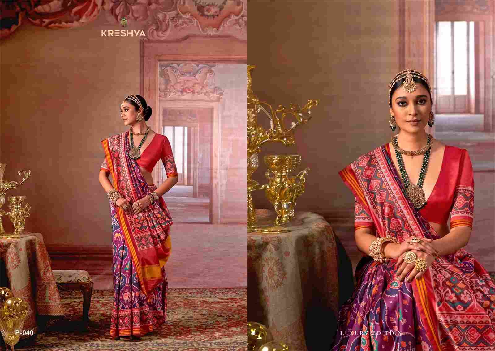Patola Luxury By Kreshva 039 To 042 Series Indian Traditional Wear Collection Beautiful Stylish Fancy Colorful Party Wear & Occasional Wear Silk Sarees At Wholesale Price