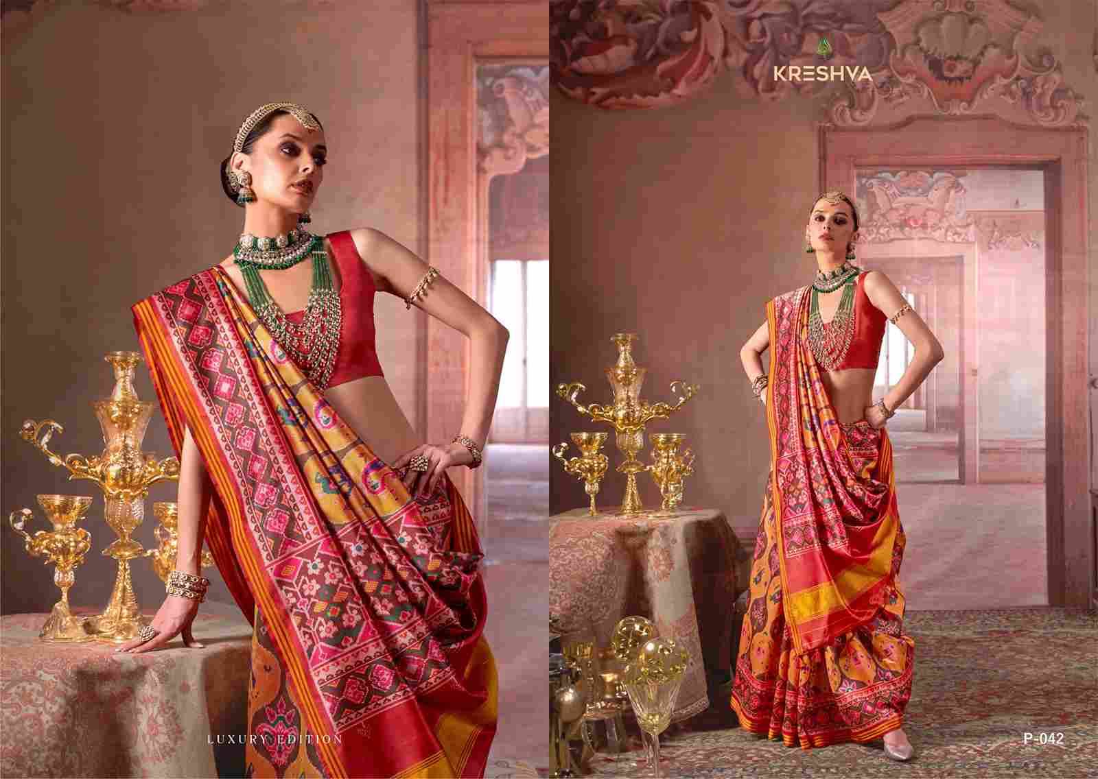 Patola Luxury By Kreshva 039 To 042 Series Indian Traditional Wear Collection Beautiful Stylish Fancy Colorful Party Wear & Occasional Wear Silk Sarees At Wholesale Price