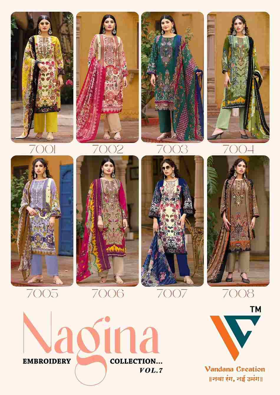 Nagina Vol-7 By Vandana Creation 7001 To 7008 Series Beautiful Festive Suits Stylish Fancy Colorful Casual Wear & Ethnic Wear Cotton Print Dresses At Wholesale Price