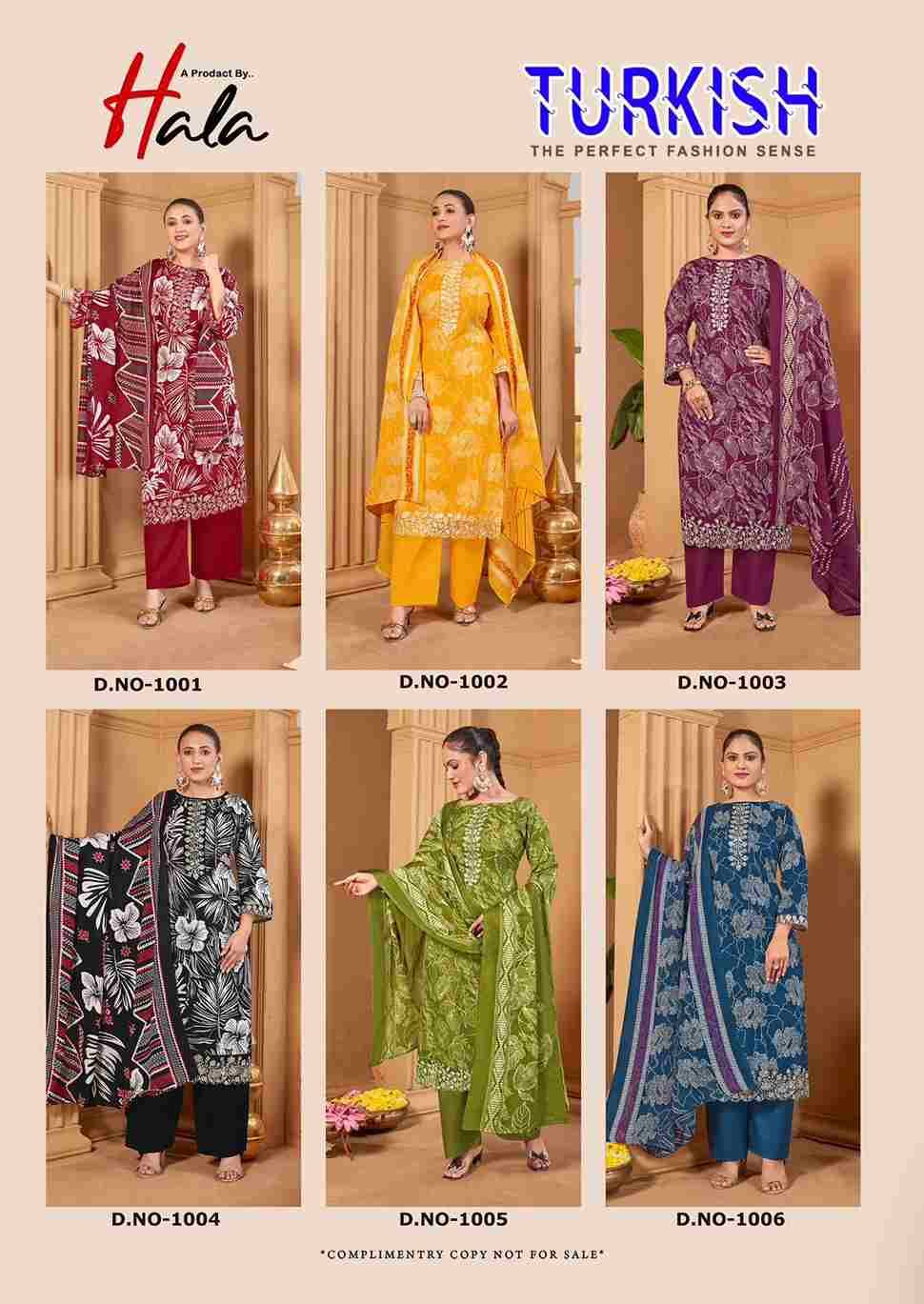 Turkish By Hala 1001 To 1006 Series Beautiful Festive Suits Stylish Fancy Colorful Casual Wear & Ethnic Wear Soft Cotton Dresses At Wholesale Price