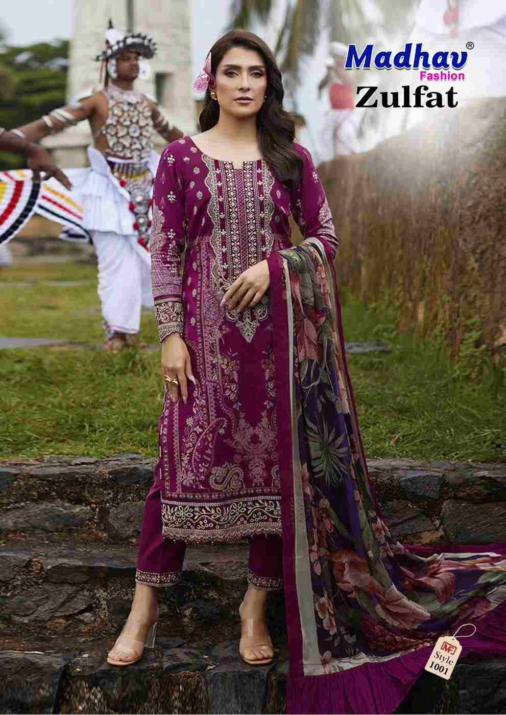 Zulfat Vol-1 By Madhav Fashion 1001 To 1006 Series Beautiful Stylish Suits Fancy Colorful Casual Wear & Ethnic Wear & Ready To Wear Pure Lawn Cotton Dresses At Wholesale Price