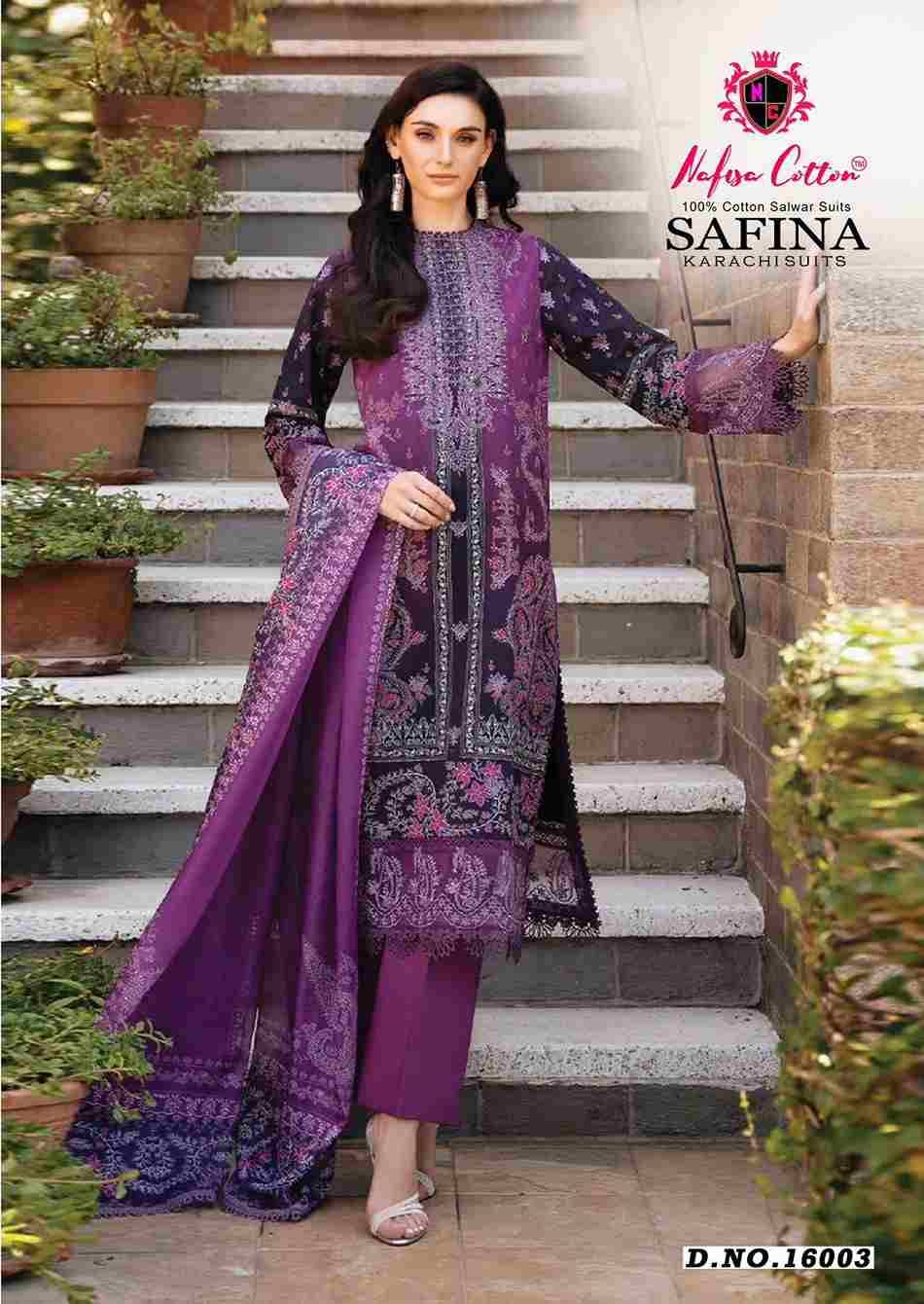 Safina Vol-16 By Nafisa Cotton 16001 To 16006 Series Beautiful Festive Suits Colorful Stylish Fancy Casual Wear & Ethnic Wear Pure Cotton Embroidered Dresses At Wholesale Price