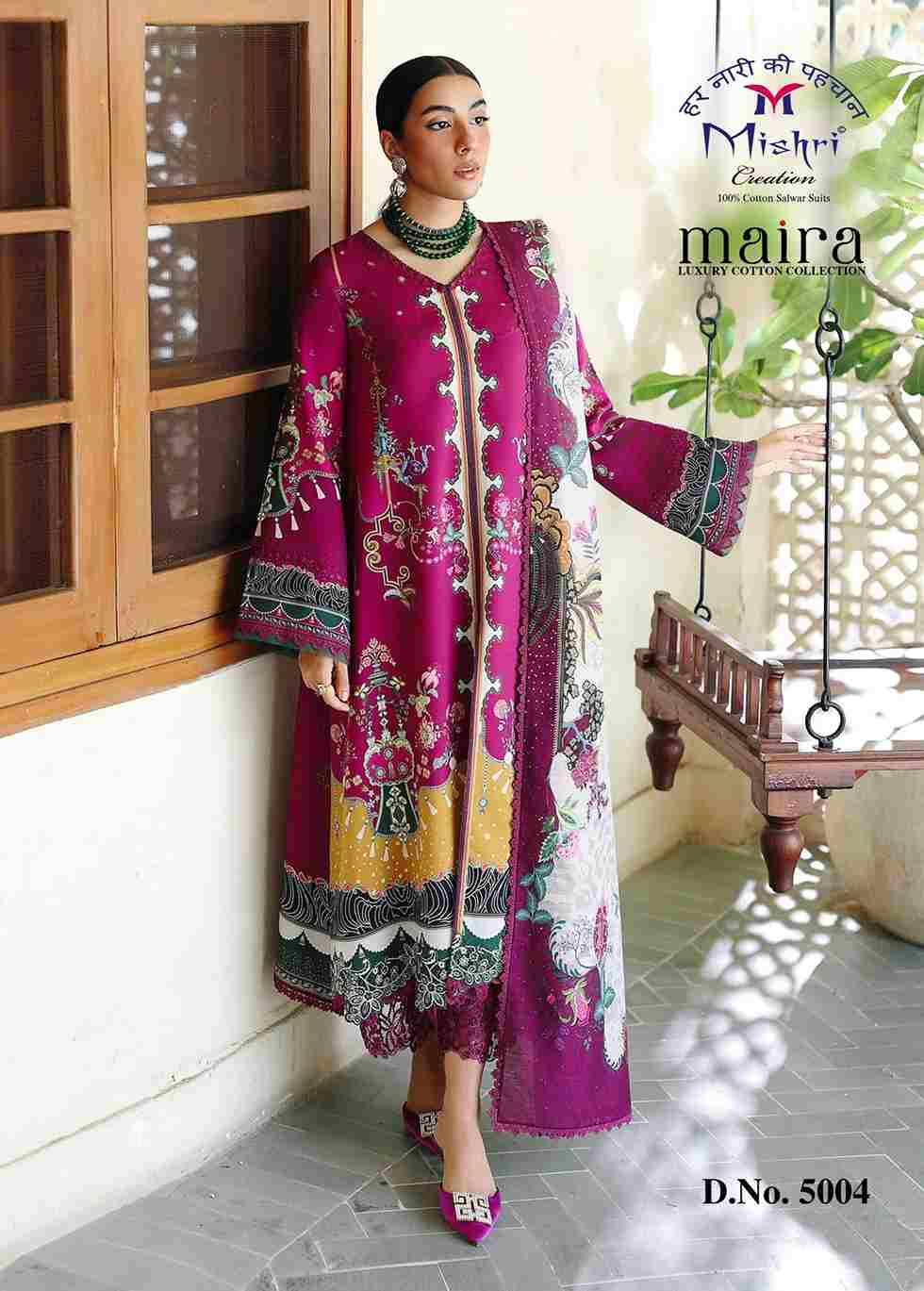 Maira Vol-5 By Mishri 5001 To 5006 Series Beautiful Suits Colorful Stylish Fancy Casual Wear & Ethnic Wear Pure Cotton Printed Dresses At Wholesale Price