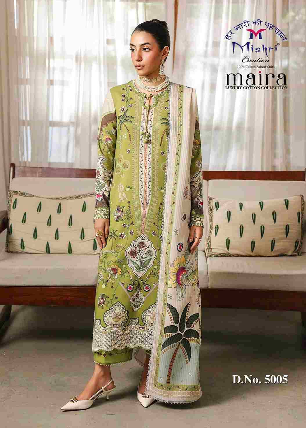 Maira Vol-5 By Mishri 5001 To 5006 Series Beautiful Suits Colorful Stylish Fancy Casual Wear & Ethnic Wear Pure Cotton Printed Dresses At Wholesale Price