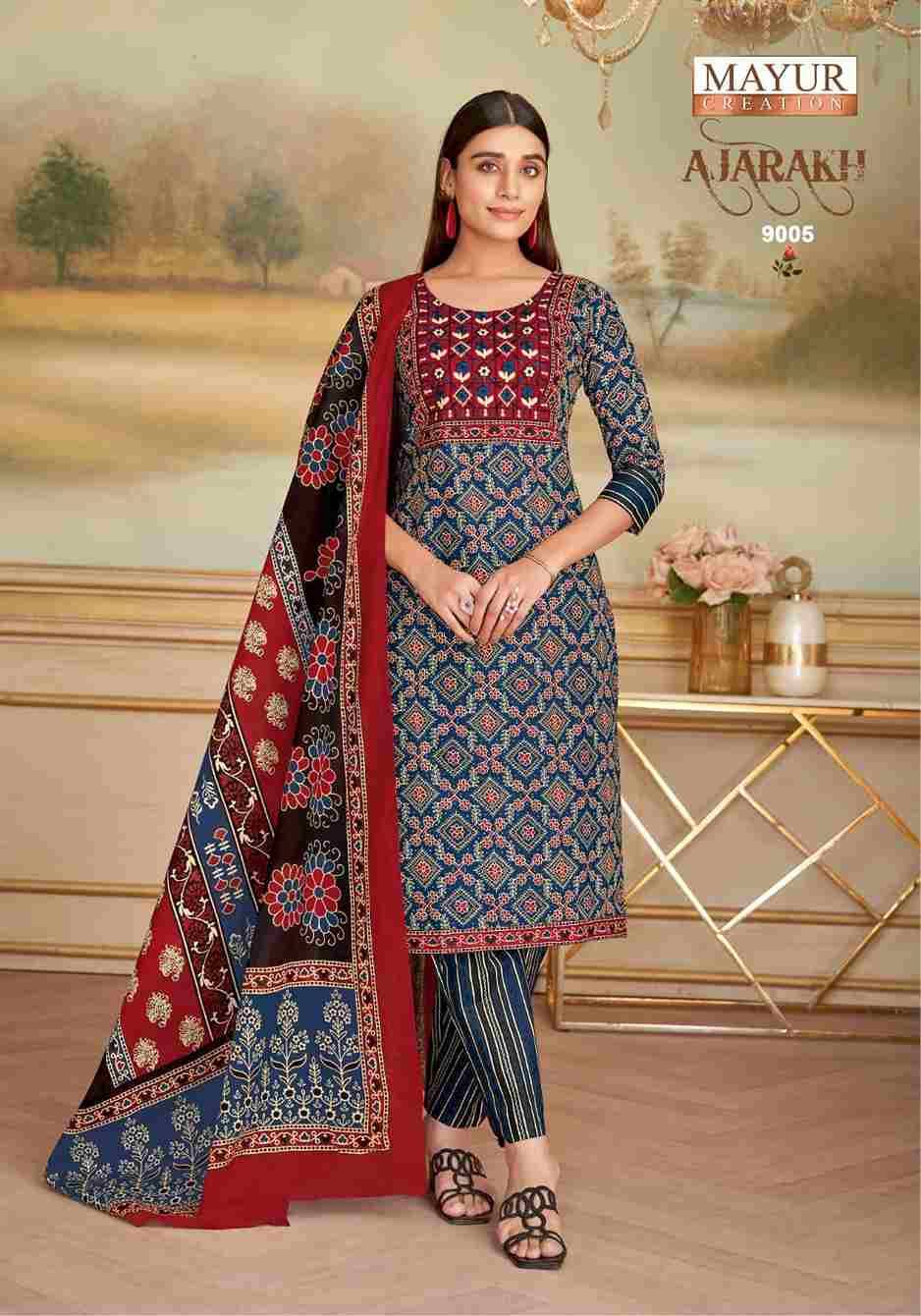 Ajarakh Vol-9 By Mayur Creation 9001 To 9010 Series Beautiful Festive Suits Stylish Fancy Colorful Casual Wear & Ethnic Wear Heavy Cotton Print Dresses At Wholesale Price
