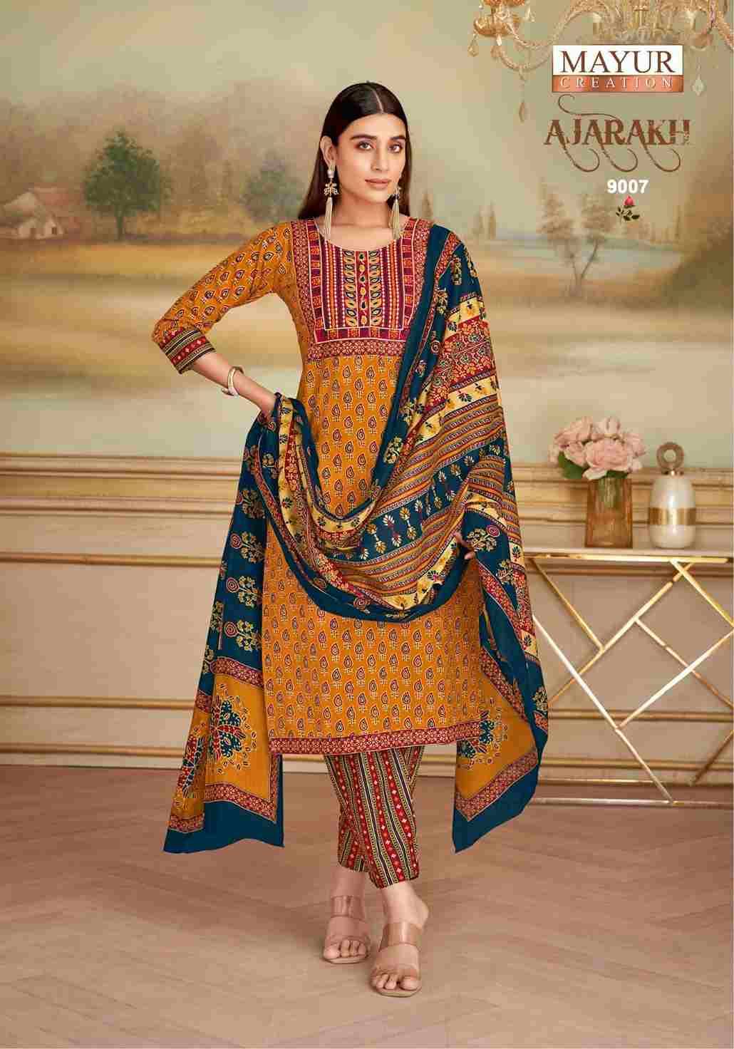 Ajarakh Vol-9 By Mayur Creation 9001 To 9010 Series Beautiful Festive Suits Stylish Fancy Colorful Casual Wear & Ethnic Wear Heavy Cotton Print Dresses At Wholesale Price