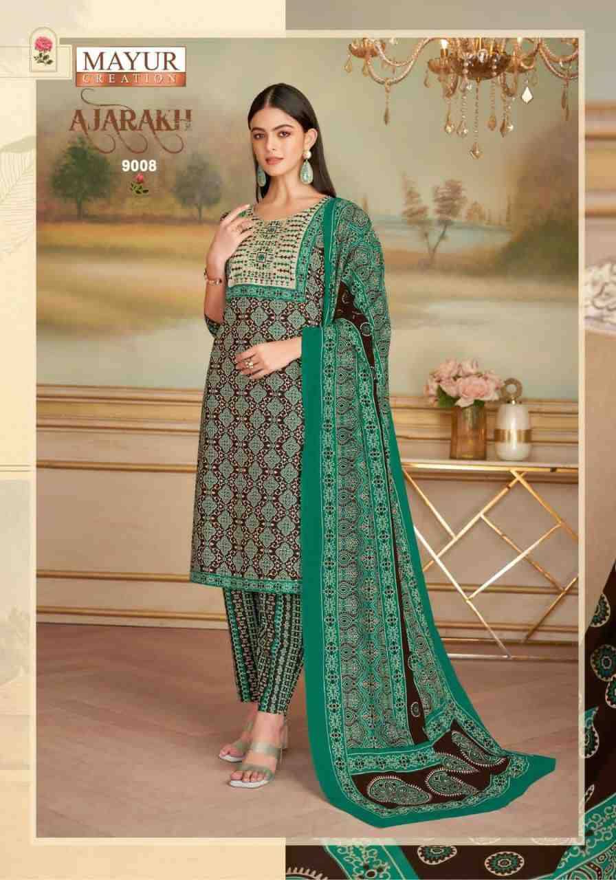 Ajarakh Vol-9 By Mayur Creation 9001 To 9010 Series Beautiful Festive Suits Stylish Fancy Colorful Casual Wear & Ethnic Wear Heavy Cotton Print Dresses At Wholesale Price