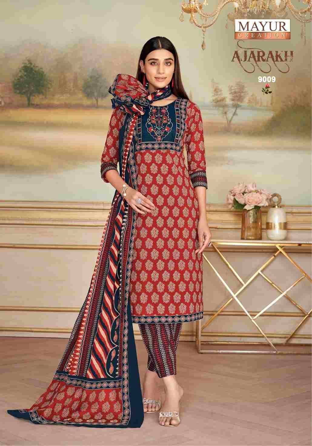 Ajarakh Vol-9 By Mayur Creation 9001 To 9010 Series Beautiful Festive Suits Stylish Fancy Colorful Casual Wear & Ethnic Wear Heavy Cotton Print Dresses At Wholesale Price