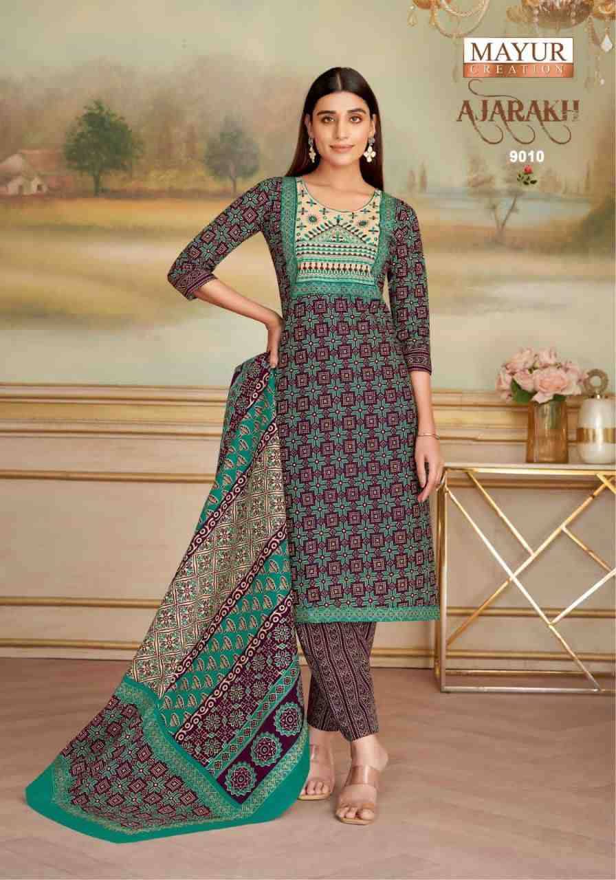 Ajarakh Vol-9 By Mayur Creation 9001 To 9010 Series Beautiful Festive Suits Stylish Fancy Colorful Casual Wear & Ethnic Wear Heavy Cotton Print Dresses At Wholesale Price