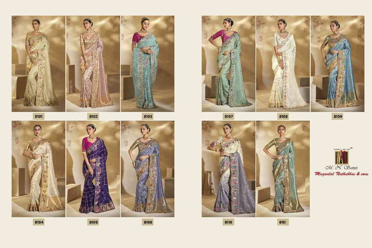 Shahi Poshak Vol-6 By M.N. Sarees 8101 To 8111 Series Indian Traditional Wear Collection Beautiful Stylish Fancy Colorful Party Wear & Occasional Wear Silk Sarees At Wholesale Price