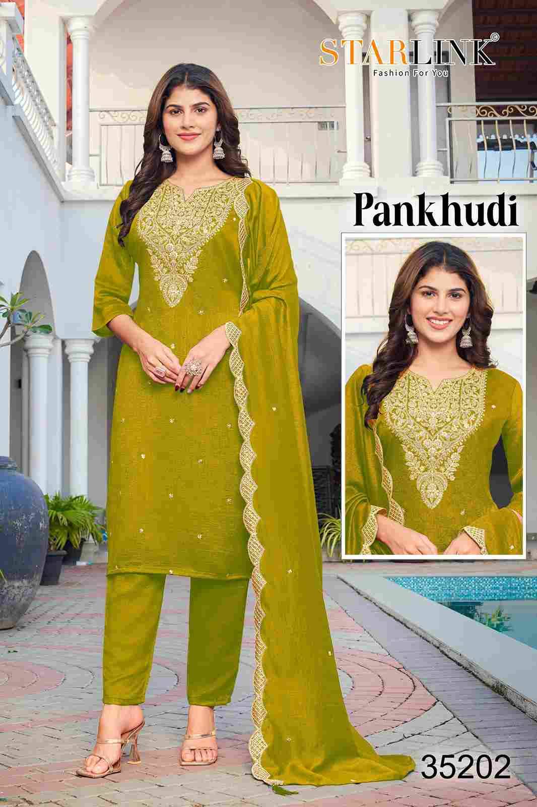 Pankhudi By Starlink Combo Set 35201 To 35210 Series Designer Festive Suits Beautiful Stylish Fancy Colorful Party Wear & Occasional Wear Vichitra Silk Dresses At Wholesale Price