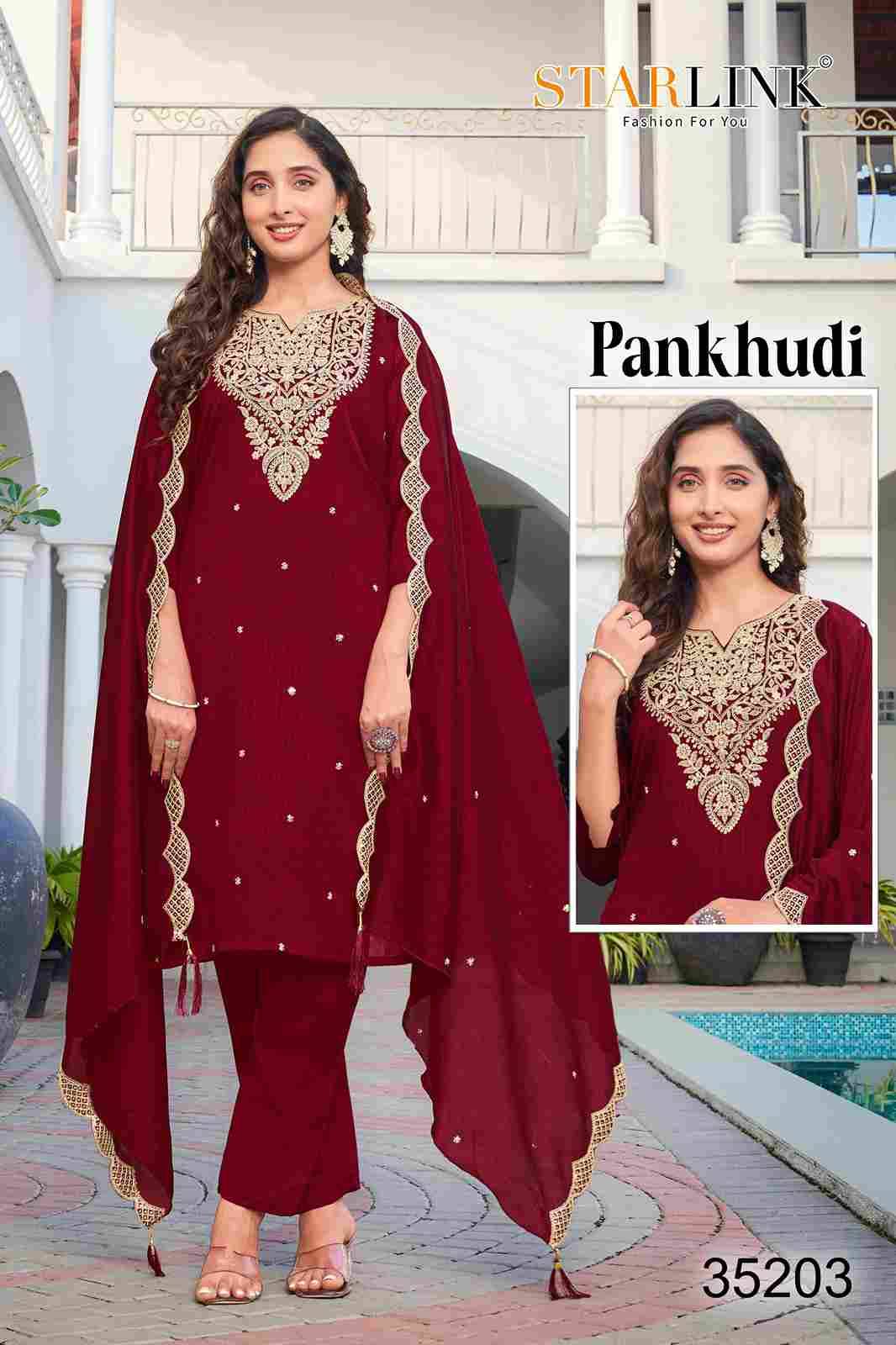 Pankhudi By Starlink Combo Set 35201 To 35210 Series Designer Festive Suits Beautiful Stylish Fancy Colorful Party Wear & Occasional Wear Vichitra Silk Dresses At Wholesale Price