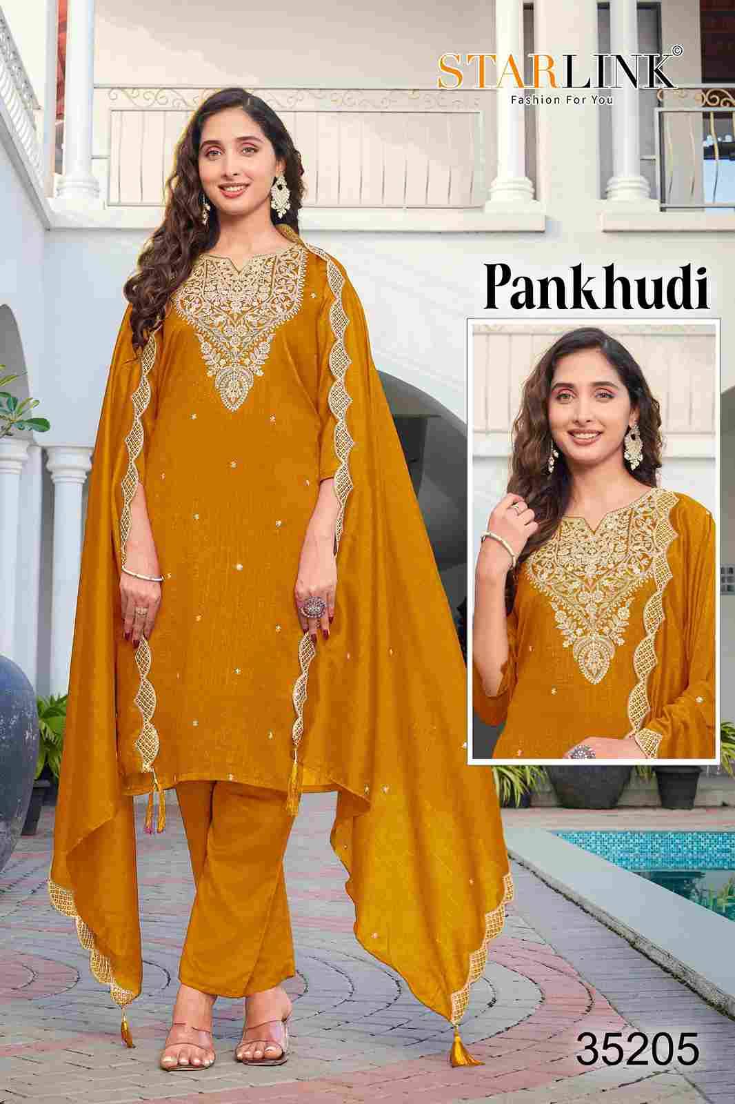 Pankhudi By Starlink Combo Set 35201 To 35210 Series Designer Festive Suits Beautiful Stylish Fancy Colorful Party Wear & Occasional Wear Vichitra Silk Dresses At Wholesale Price