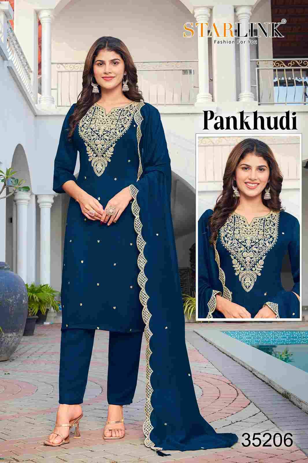 Pankhudi By Starlink Combo Set 35201 To 35210 Series Designer Festive Suits Beautiful Stylish Fancy Colorful Party Wear & Occasional Wear Vichitra Silk Dresses At Wholesale Price
