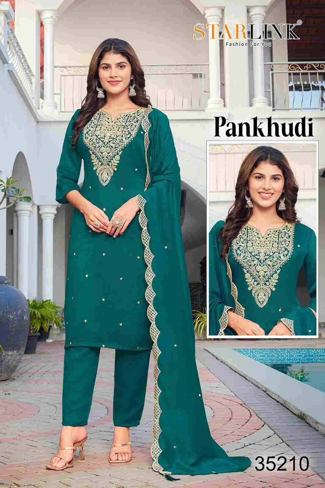 Pankhudi By Starlink Combo Set 35201 To 35210 Series Designer Festive Suits Beautiful Stylish Fancy Colorful Party Wear & Occasional Wear Vichitra Silk Dresses At Wholesale Price