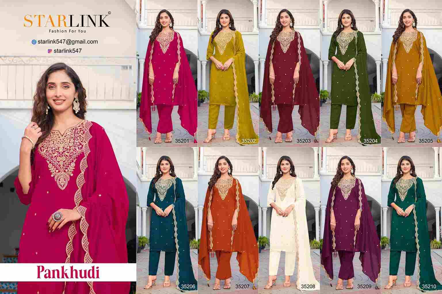 Pankhudi By Starlink Combo Set 35201 To 35210 Series Designer Festive Suits Beautiful Stylish Fancy Colorful Party Wear & Occasional Wear Vichitra Silk Dresses At Wholesale Price