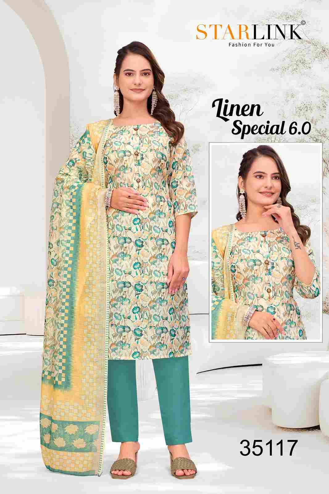 Linen Special Vol-6 By Starlink Combo Set 35101 To 35125 Series Designer Festive Suits Beautiful Stylish Fancy Colorful Party Wear & Occasional Wear Linen Dresses At Wholesale Price