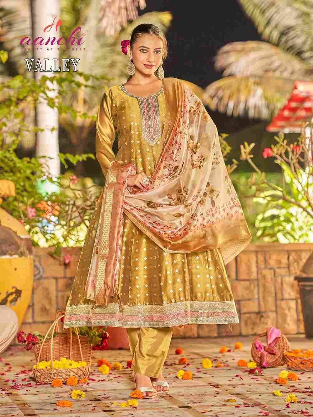 Valley By Aanchi 1001 To 1004 Series Beautiful Stylish Festive Suits Fancy Colorful Casual Wear & Ethnic Wear & Ready To Wear Jacquard Dresses At Wholesale Price