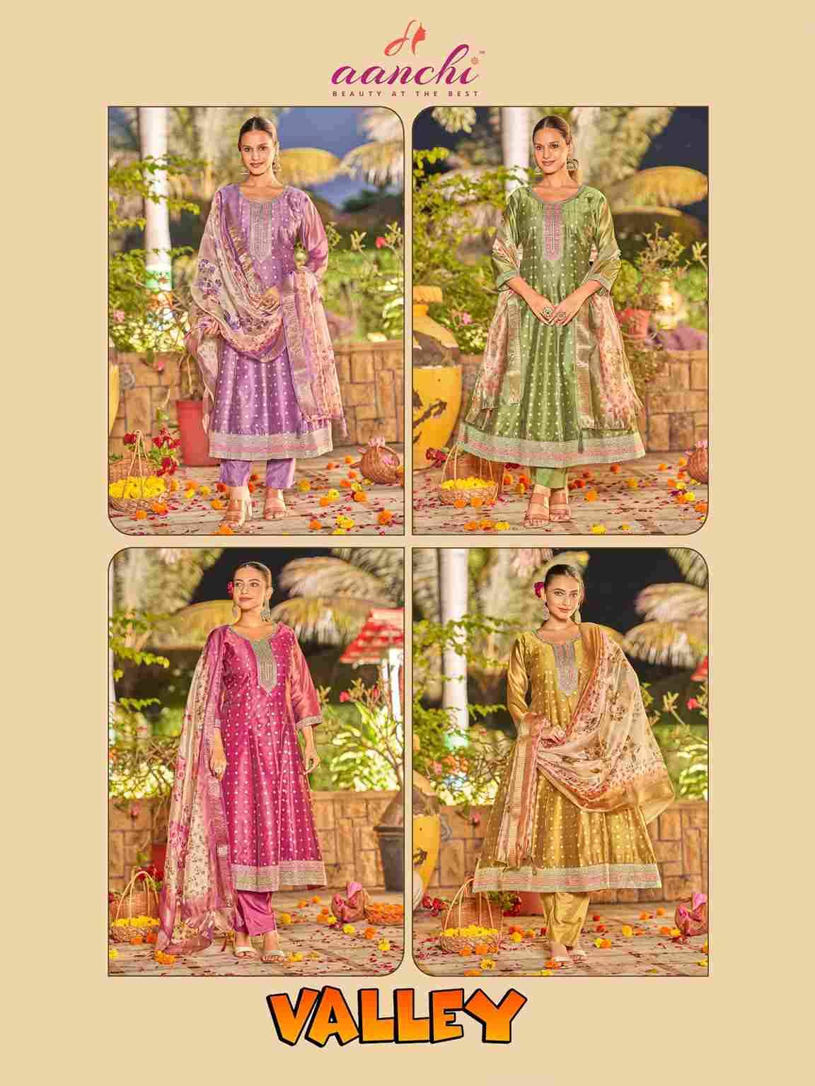 Valley By Aanchi 1001 To 1004 Series Beautiful Stylish Festive Suits Fancy Colorful Casual Wear & Ethnic Wear & Ready To Wear Jacquard Dresses At Wholesale Price