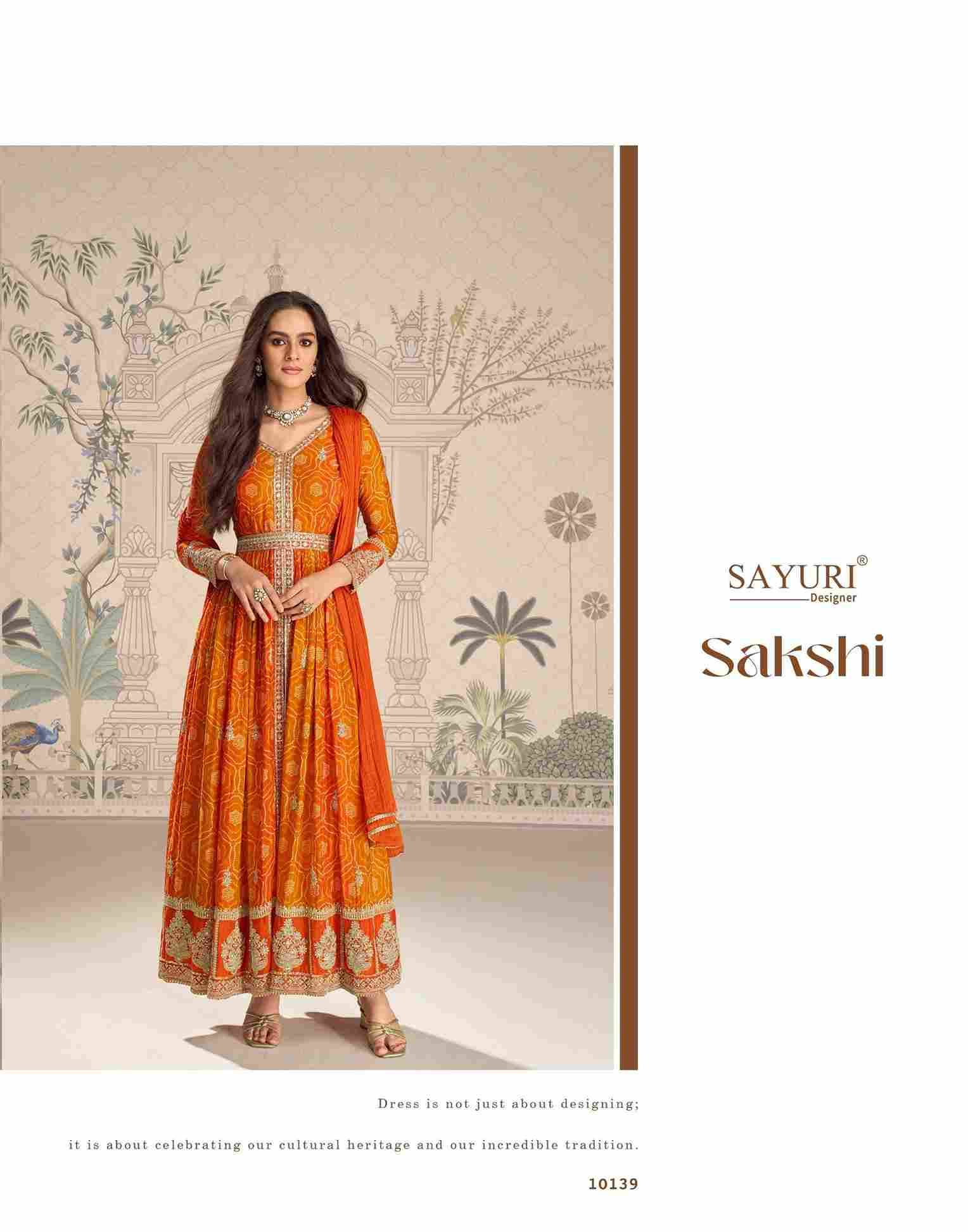 Sakshi By Sayuri 10139 To 10141 Series Beautiful Festive Suits Colorful Stylish Fancy Casual Wear & Ethnic Wear Premium Chinnon Silk Dresses At Wholesale Price