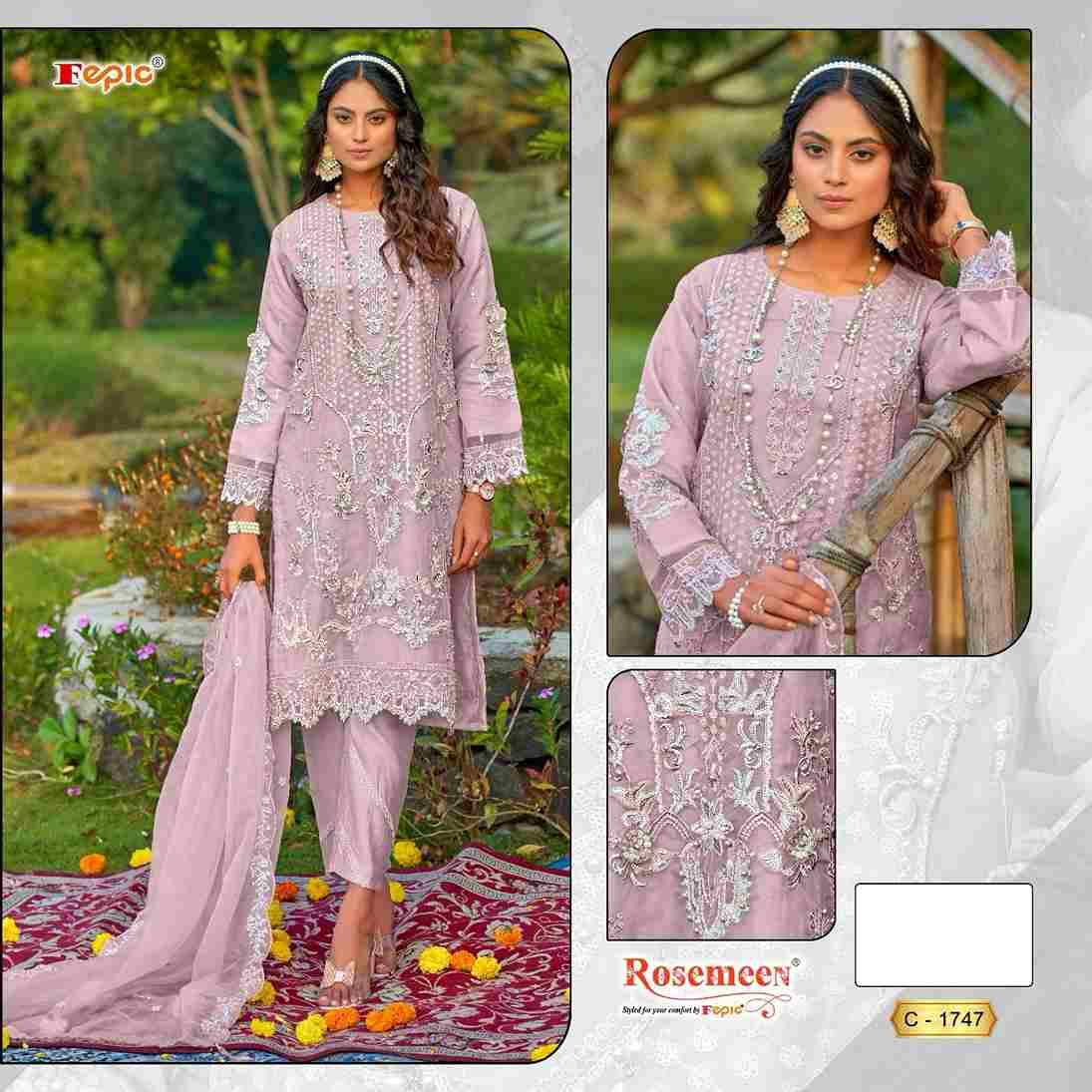 Fepic 1747 Colours By Fepic 1747-A To 1747-D Series Beautiful Pakistani Suits Colorful Stylish Fancy Casual Wear & Ethnic Wear Organza Embroidered Dresses At Wholesale Price