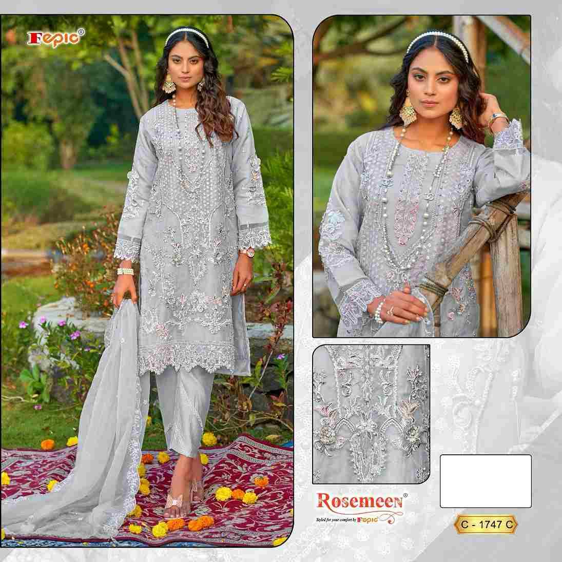 Fepic 1747 Colours By Fepic 1747-A To 1747-D Series Beautiful Pakistani Suits Colorful Stylish Fancy Casual Wear & Ethnic Wear Organza Embroidered Dresses At Wholesale Price