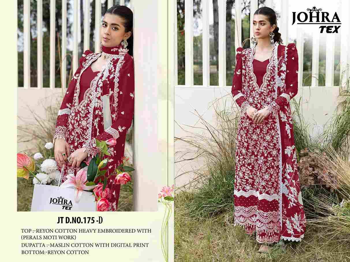 Johra Hit Design 175-D By Johra Tex Beautiful Pakistani Suits Colorful Stylish Fancy Casual Wear & Ethnic Wear Rayon Cotton Dresses At Wholesale Price