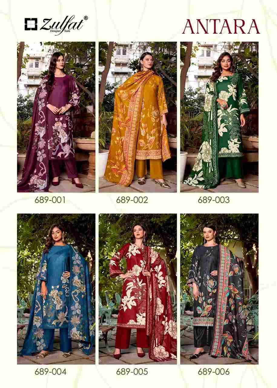 Antara By Zulfat 689-001 To 689-006 Series Beautiful Festive Suits Colorful Stylish Fancy Casual Wear & Ethnic Wear Pure Pashmina With Embroidered Dresses At Wholesale Price