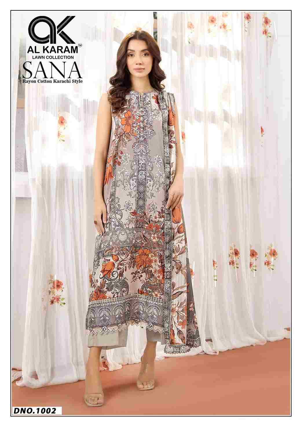 Sana By Al Karam Lawn Collection 1001 To 1006 Series Beautiful Festive Suits Colorful Stylish Fancy Casual Wear & Ethnic Wear Rayon Print Dresses At Wholesale Price
