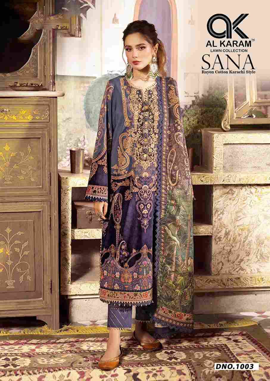 Sana By Al Karam Lawn Collection 1001 To 1006 Series Beautiful Festive Suits Colorful Stylish Fancy Casual Wear & Ethnic Wear Rayon Print Dresses At Wholesale Price