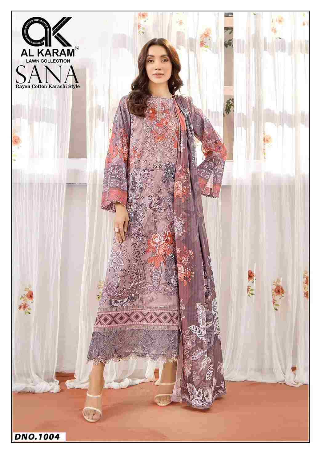 Sana By Al Karam Lawn Collection 1001 To 1006 Series Beautiful Festive Suits Colorful Stylish Fancy Casual Wear & Ethnic Wear Rayon Print Dresses At Wholesale Price