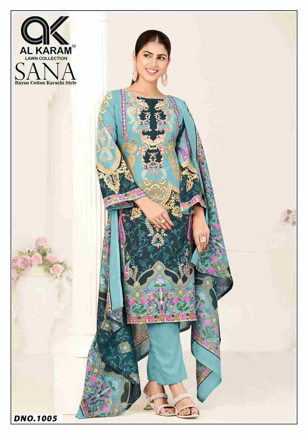 Sana By Al Karam Lawn Collection 1001 To 1006 Series Beautiful Festive Suits Colorful Stylish Fancy Casual Wear & Ethnic Wear Rayon Print Dresses At Wholesale Price