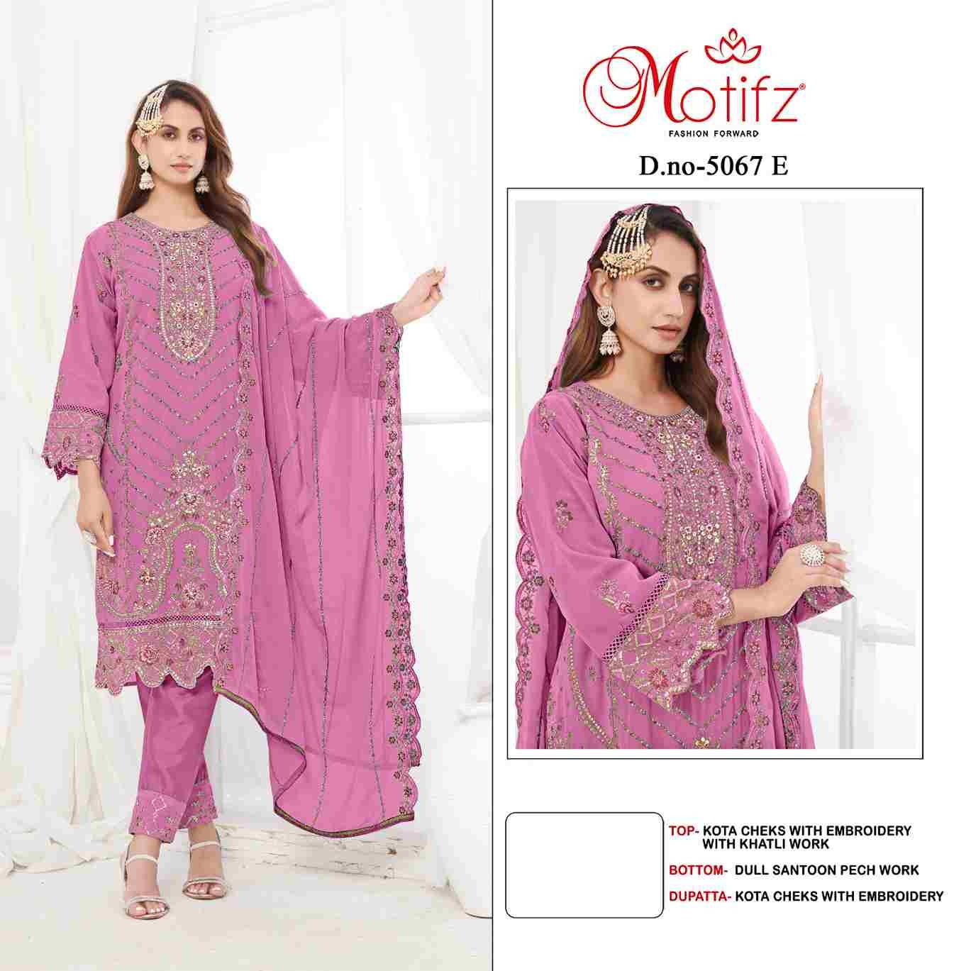 Motifz Hit Design 5067 Colours Vol-2 By Motifz 5067-E To 5067-H Series Beautiful Pakistani Suits Colorful Stylish Fancy Casual Wear & Ethnic Wear Kota Checks Dresses At Wholesale Price