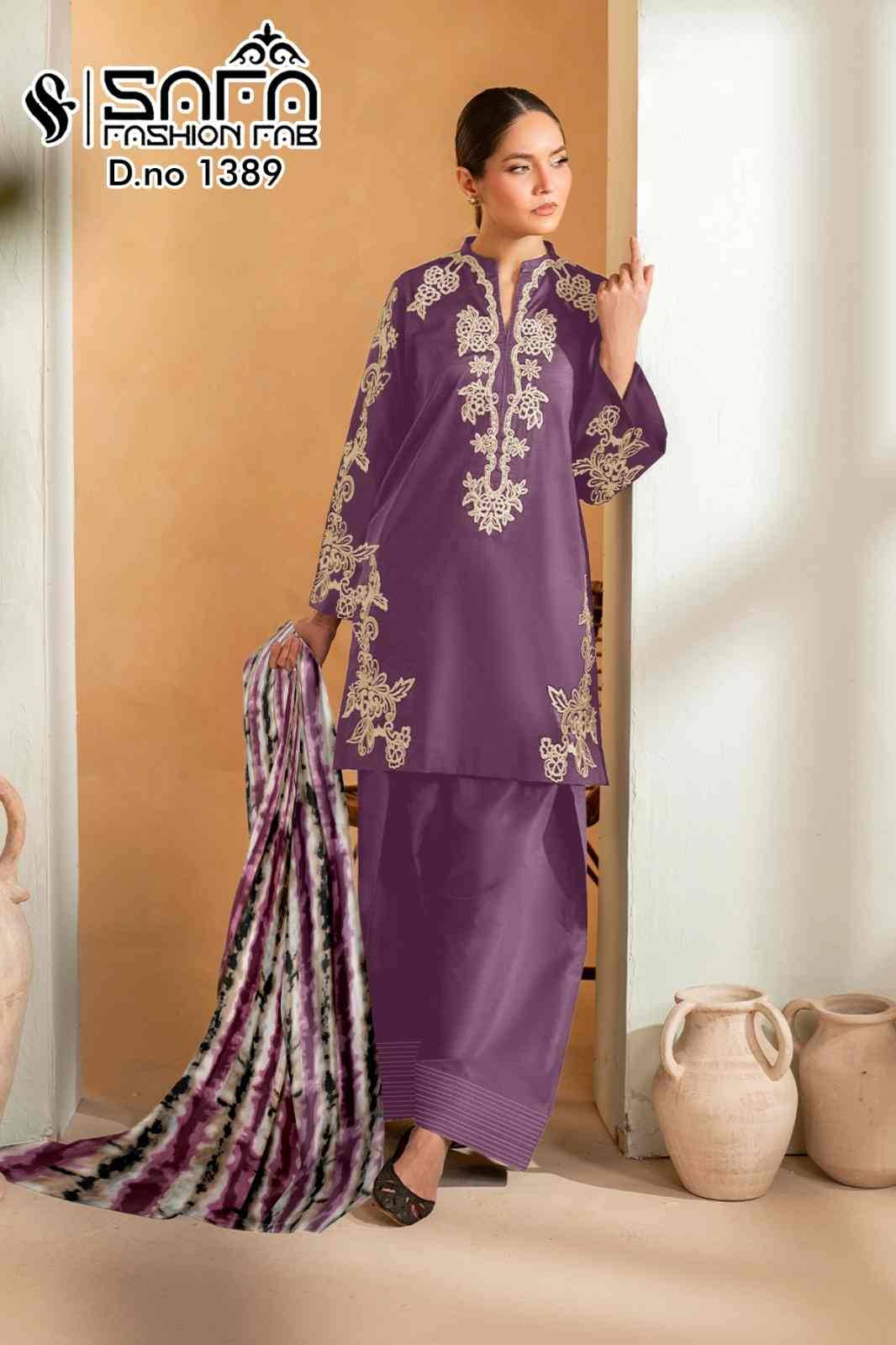 Safa 1389 Colours By Safa Fashion 1389-A To 1389-C Series Designer Stylish Fancy Colorful Beautiful Party Wear & Ethnic Wear Collection Fancy Dresses At Wholesale Price