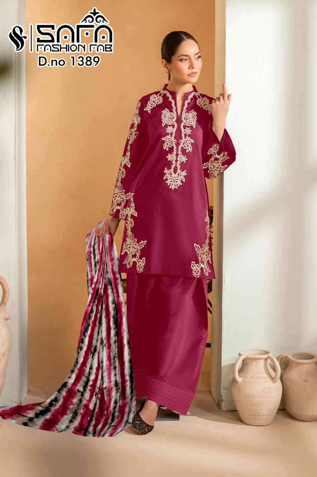 Safa 1389 Colours By Safa Fashion 1389-A To 1389-C Series Designer Stylish Fancy Colorful Beautiful Party Wear & Ethnic Wear Collection Fancy Dresses At Wholesale Price