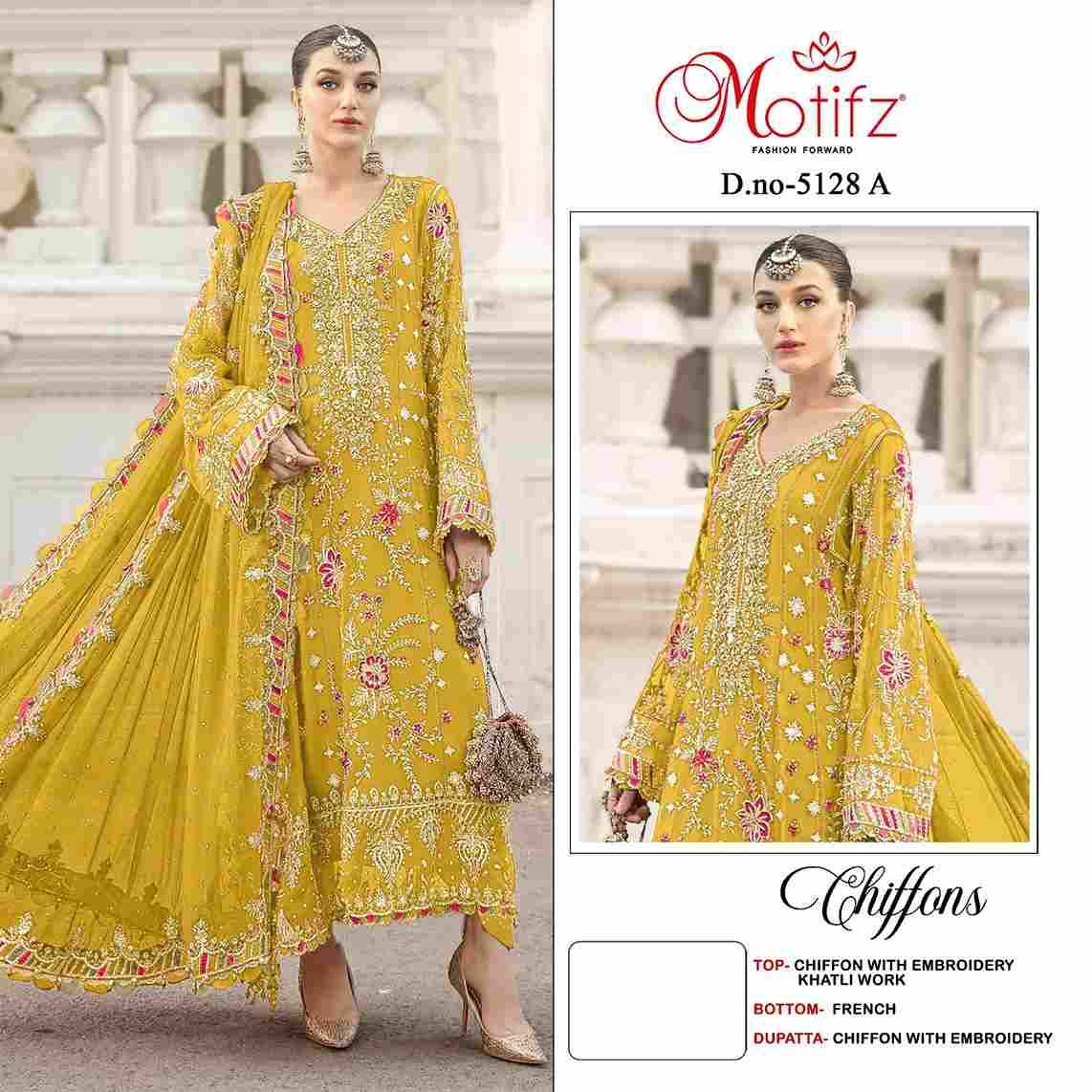 Motifz Hit Design 5128 Colours By Motifz 5128-A To 5128-D Series Beautiful Pakistani Suits Colorful Stylish Fancy Casual Wear & Ethnic Wear Chiffon Dresses At Wholesale Price