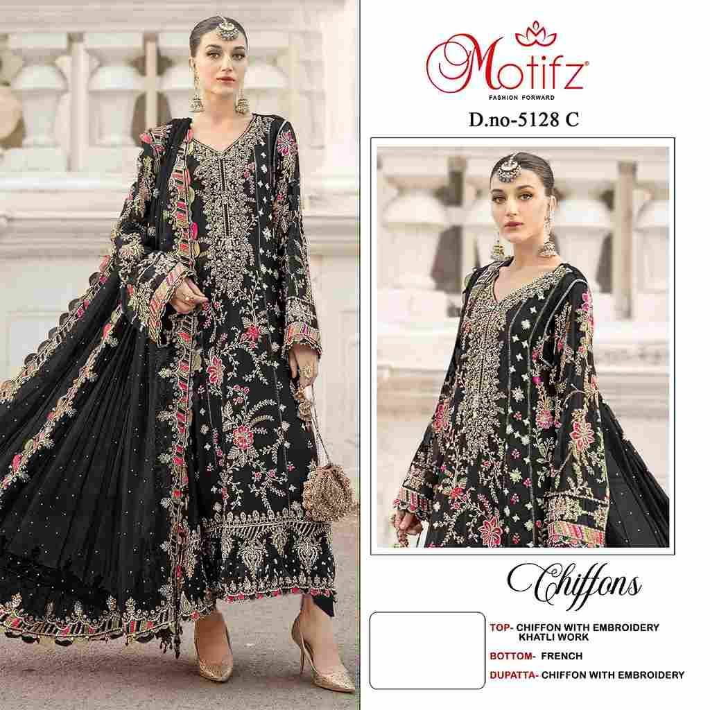 Motifz Hit Design 5128 Colours By Motifz 5128-A To 5128-D Series Beautiful Pakistani Suits Colorful Stylish Fancy Casual Wear & Ethnic Wear Chiffon Dresses At Wholesale Price