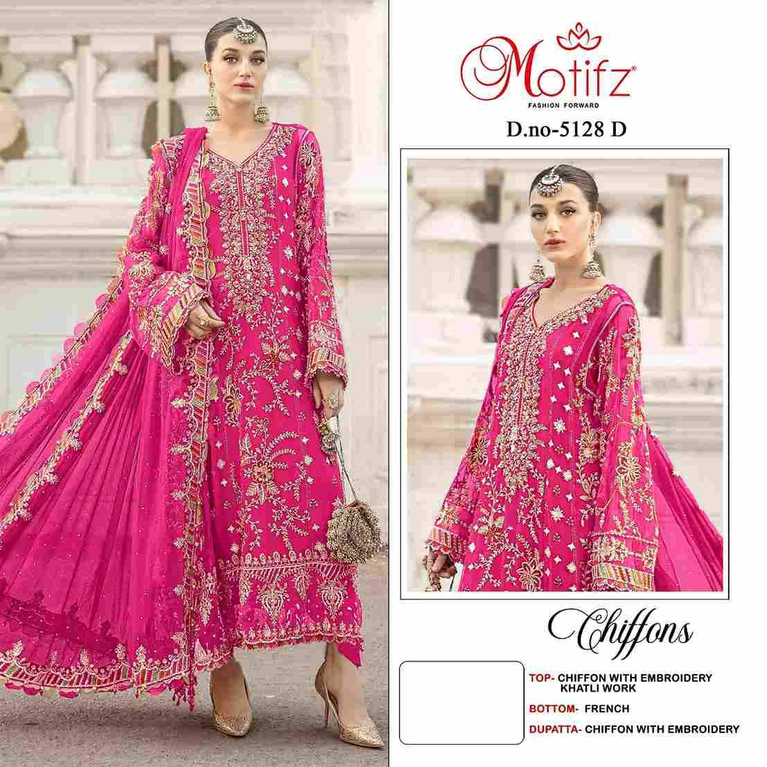 Motifz Hit Design 5128 Colours By Motifz 5128-A To 5128-D Series Beautiful Pakistani Suits Colorful Stylish Fancy Casual Wear & Ethnic Wear Chiffon Dresses At Wholesale Price