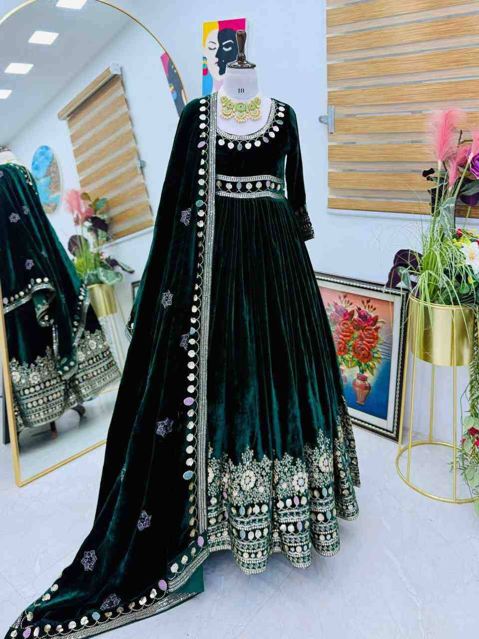 Zd-10011 By Fashid Wholesale Beautiful Suits Stylish Fancy Colorful Party Wear & Occasional Wear Heavy Velvet Gowns At Wholesale Price