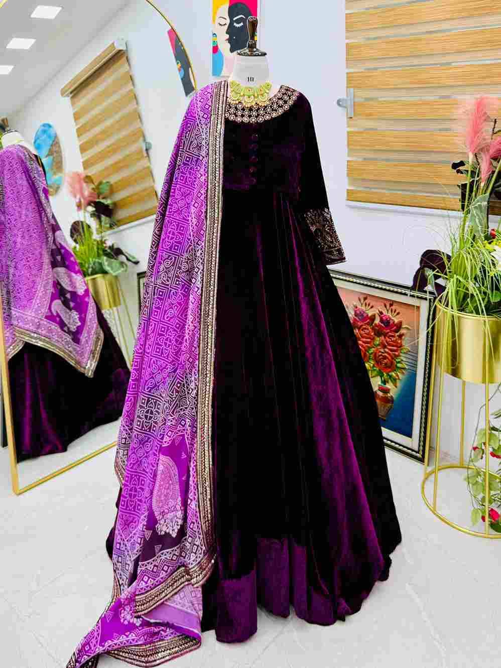 Zd-10012 By Fashid Wholesale Beautiful Suits Stylish Fancy Colorful Party Wear & Occasional Wear Heavy Velvet Gowns At Wholesale Price