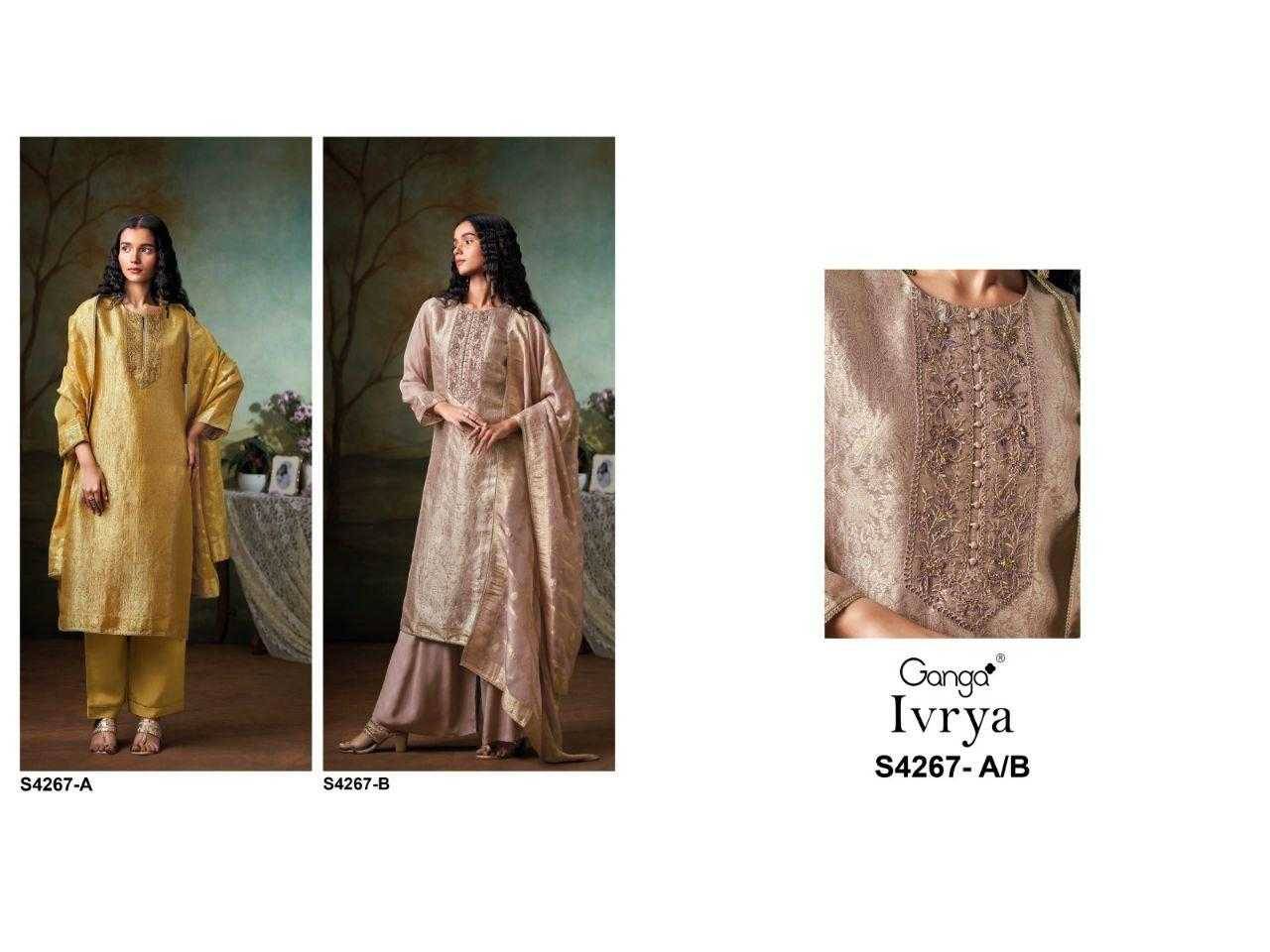 Ivrya-4267 By Ganga Fashion 4267-A To 4267-B Series Beautiful Festive Suits Stylish Colorful Fancy Casual Wear & Ethnic Wear Premium Bemberg Silk Print Dresses At Wholesale Price