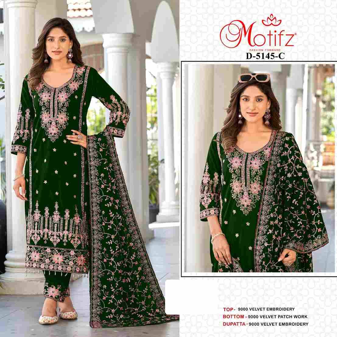 Motifz Hit Design 5145 Colours By Motifz 5145-A To 5145-D Series Beautiful Pakistani Suits Colorful Stylish Fancy Casual Wear & Ethnic Wear Velvet Dresses At Wholesale Price